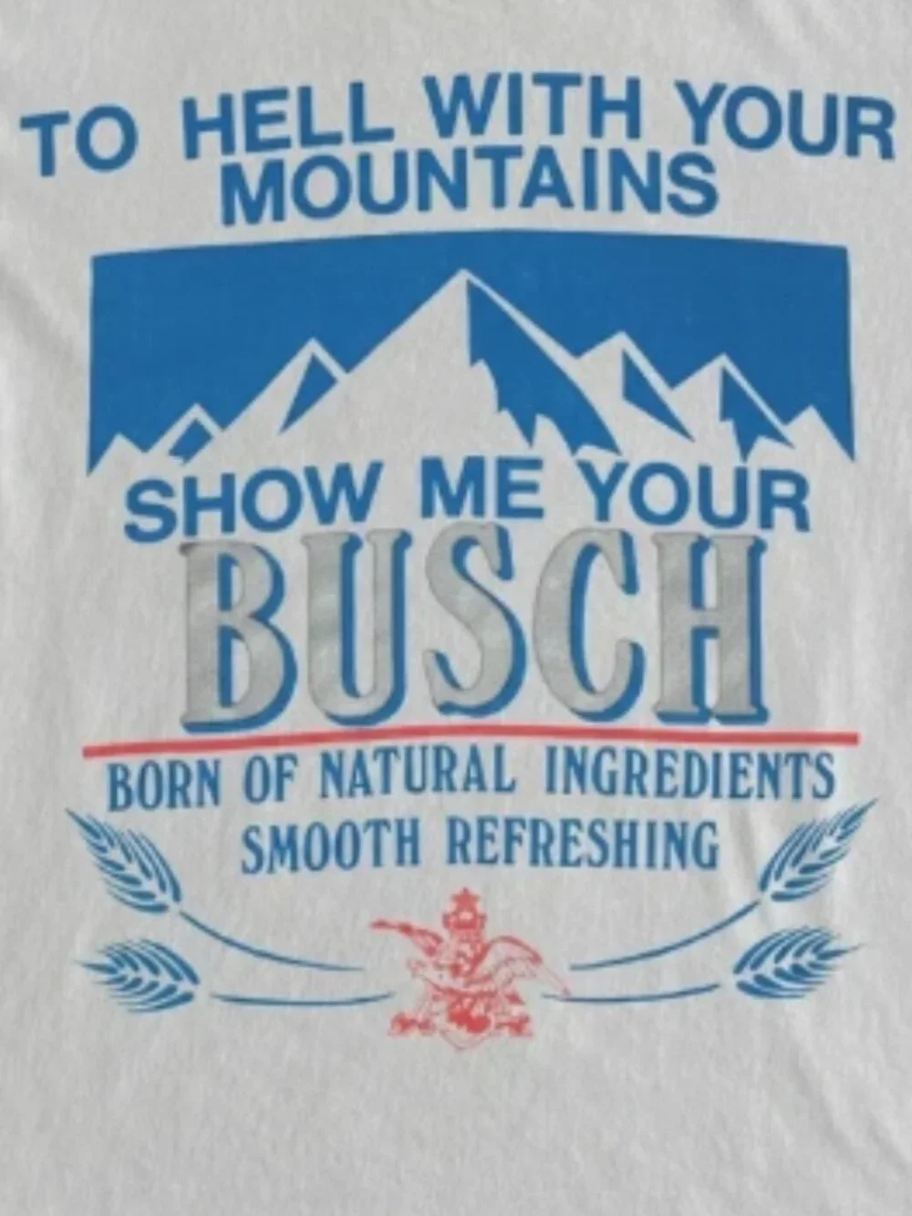 Funny Busch Beer Graphic White T-Shirt - Picture 2 of 2
